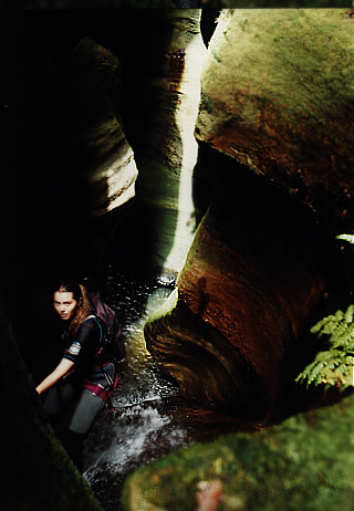 Anthea starting 1st pitch - Claustral Canyon