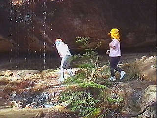 playing at the 1st waterfall